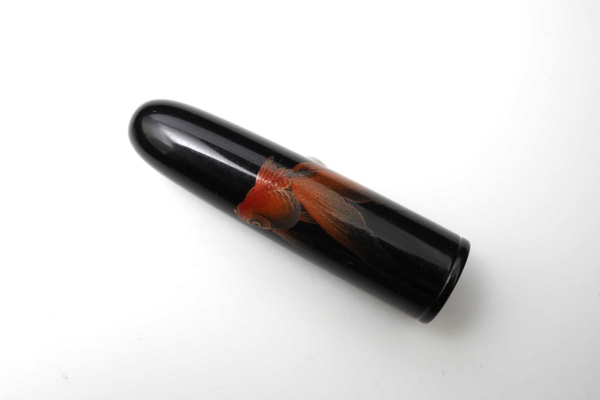 Rare Dunhill Namiki Lacquer concealed cigarette holder with goldfish design and artist's signature, made in Japan circa 1930s